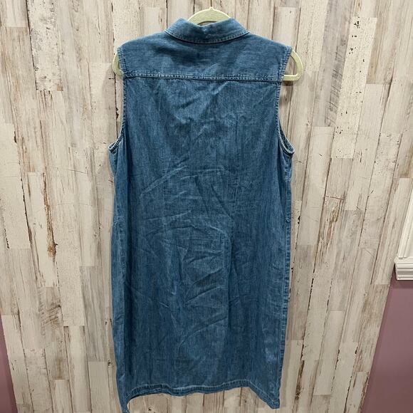 Talbots Denim Dress Womens 10 Blue Sleeveless Knee Length Classic Chambray - Picture 4 of 7